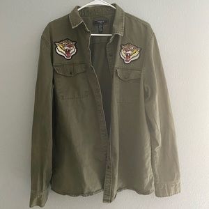 Olive Green jacket w/ tiger patches